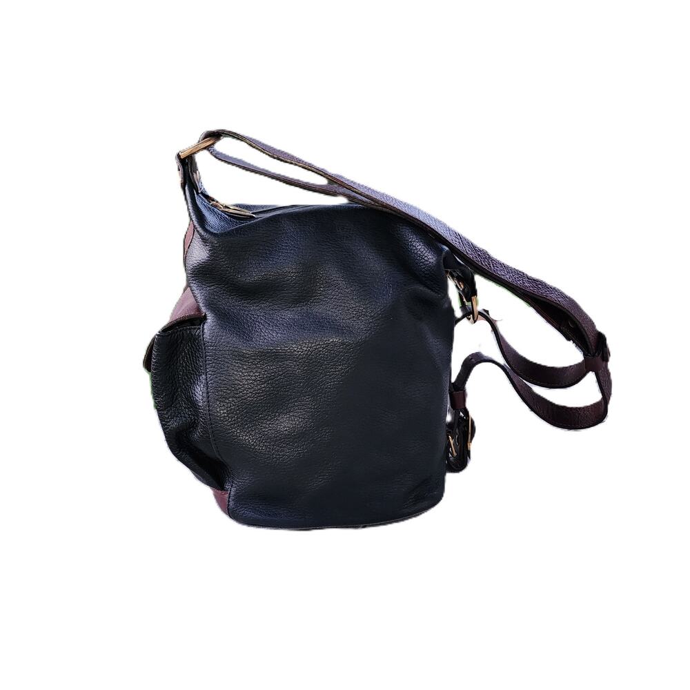 Valentina Italian Distressed Pebbled Leather Convertible Bucket Sling Bag - Picture 2 of 11